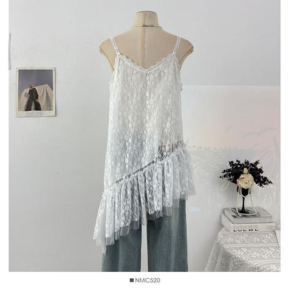 V-Neck Lace Asymmetrical Camisole Top