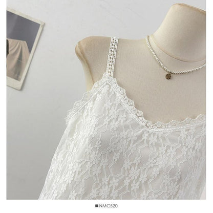 V-Neck Lace Asymmetrical Camisole Top
