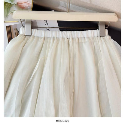 Mid Waist Asymmetrical Plain A-Line Skirt