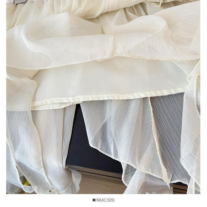 Mid Waist Asymmetrical Plain A-Line Skirt