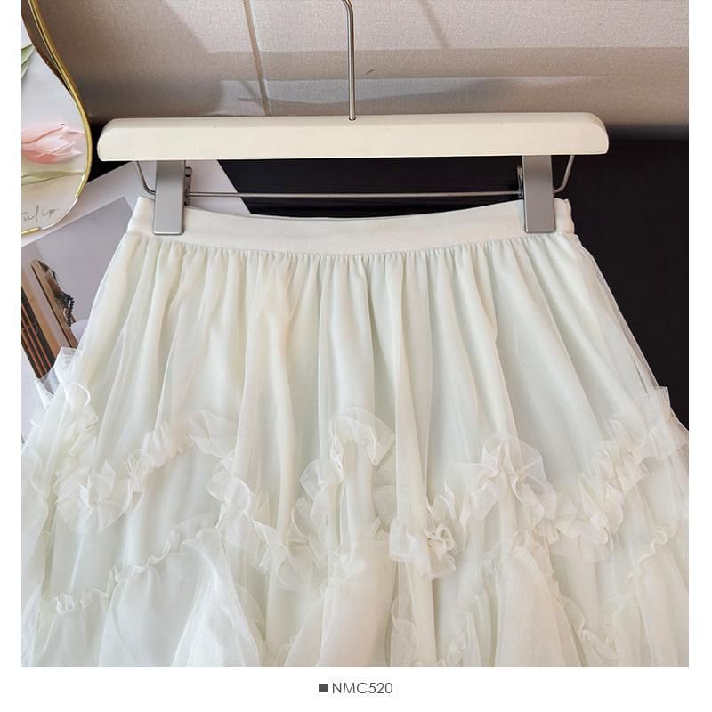 High Waist Ruffle Maxi A-Line Skirt