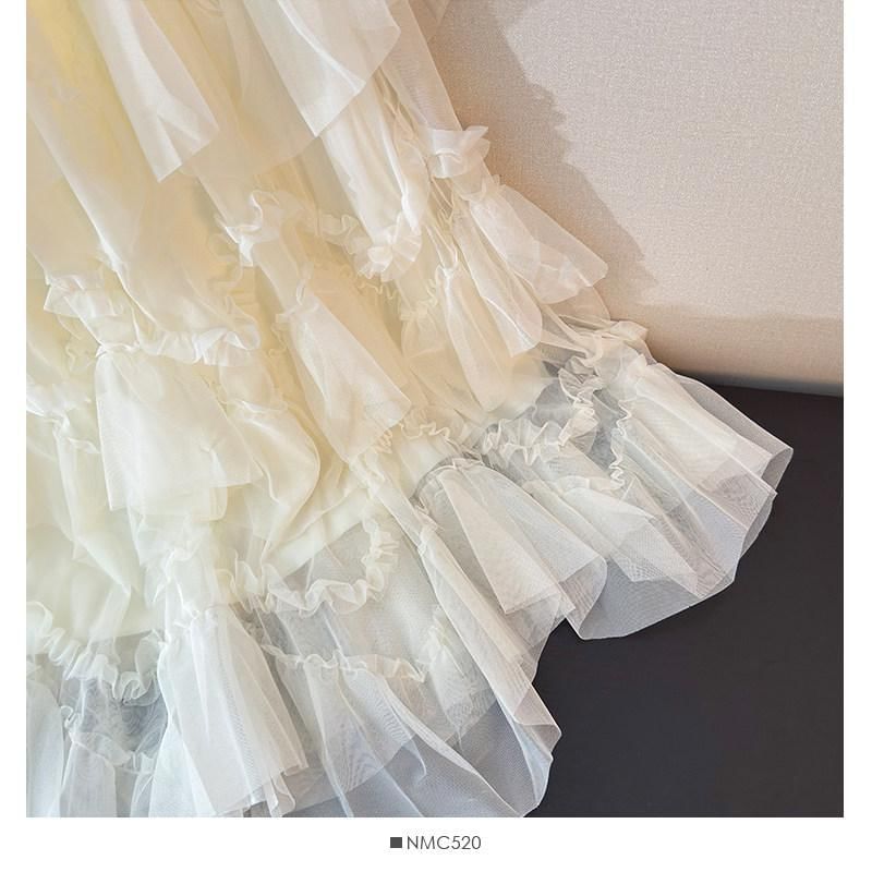 High Waist Ruffle Maxi A-Line Skirt