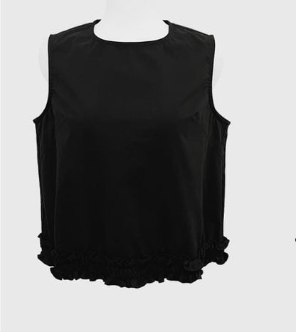 Solid Ruffle Trim Loose Tank Top