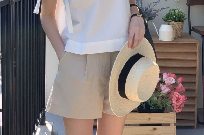 Loose Square-Neck Tank with Tie Straps