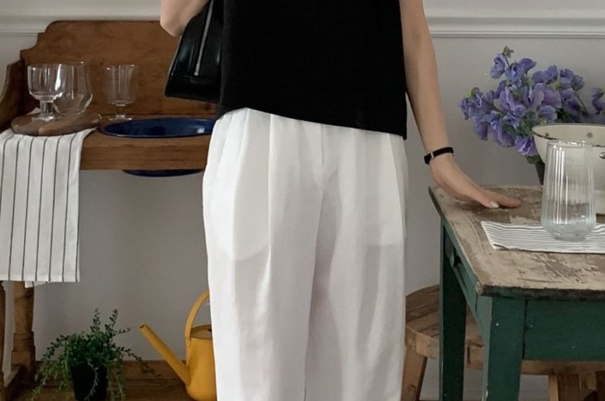 Loose Square-Neck Tank with Tie Straps