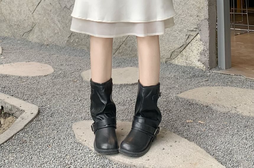 High Waist Plain Layered Satin A-Line Skirt