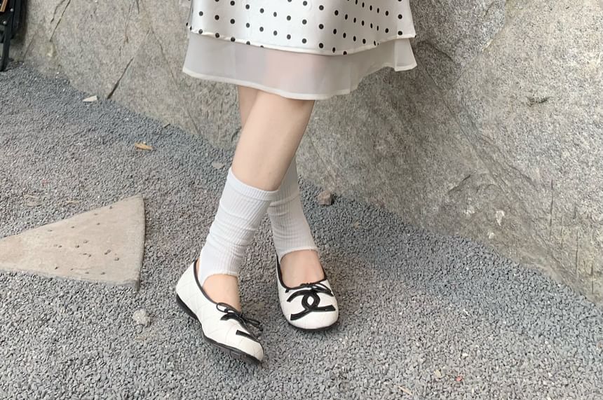 High Waist Polka Dot Overlay Midi A-Line Skirt