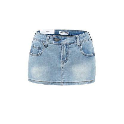High Waist Mini Pencil Denim Skirt