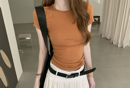 Mid Rise Plain Midi A-Line Skirt