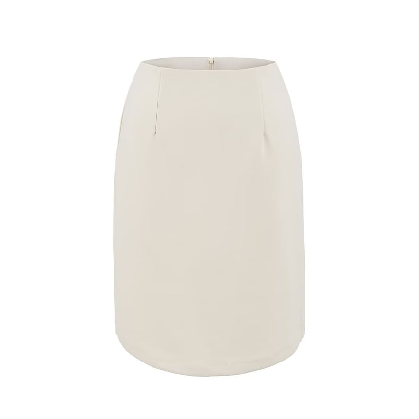 Mid Rise Plain Pencil Skirt
