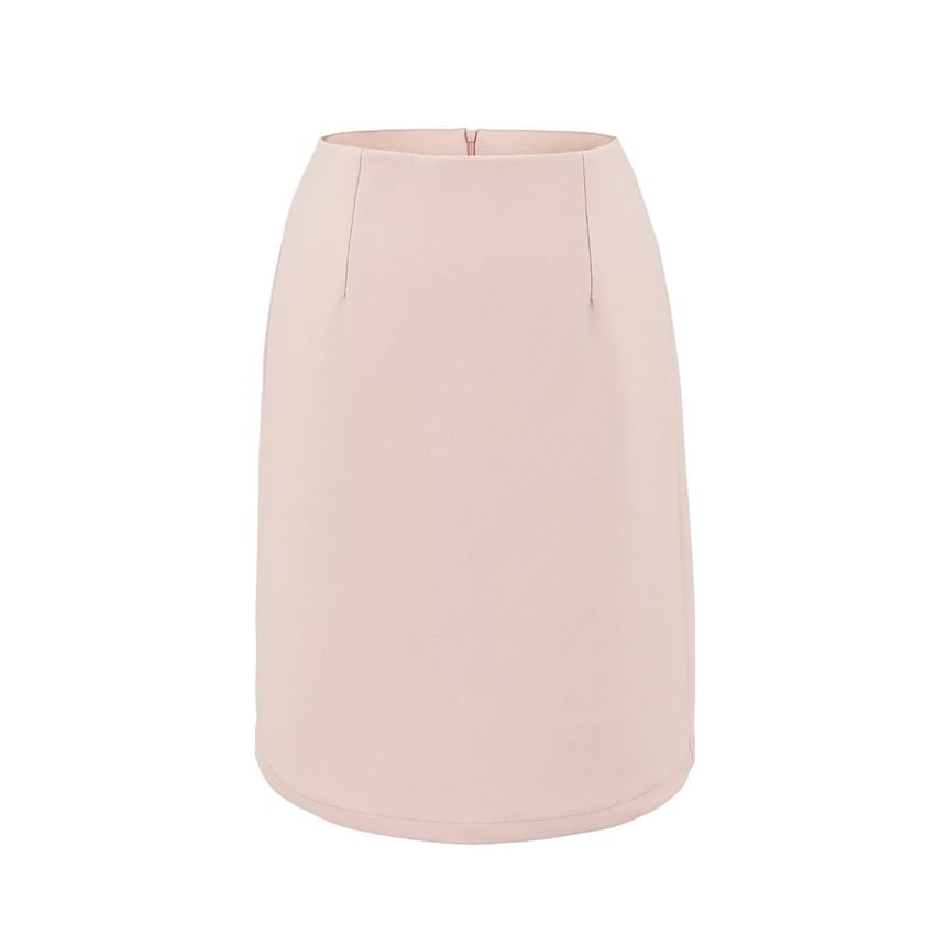 Mid Rise Plain Pencil Skirt