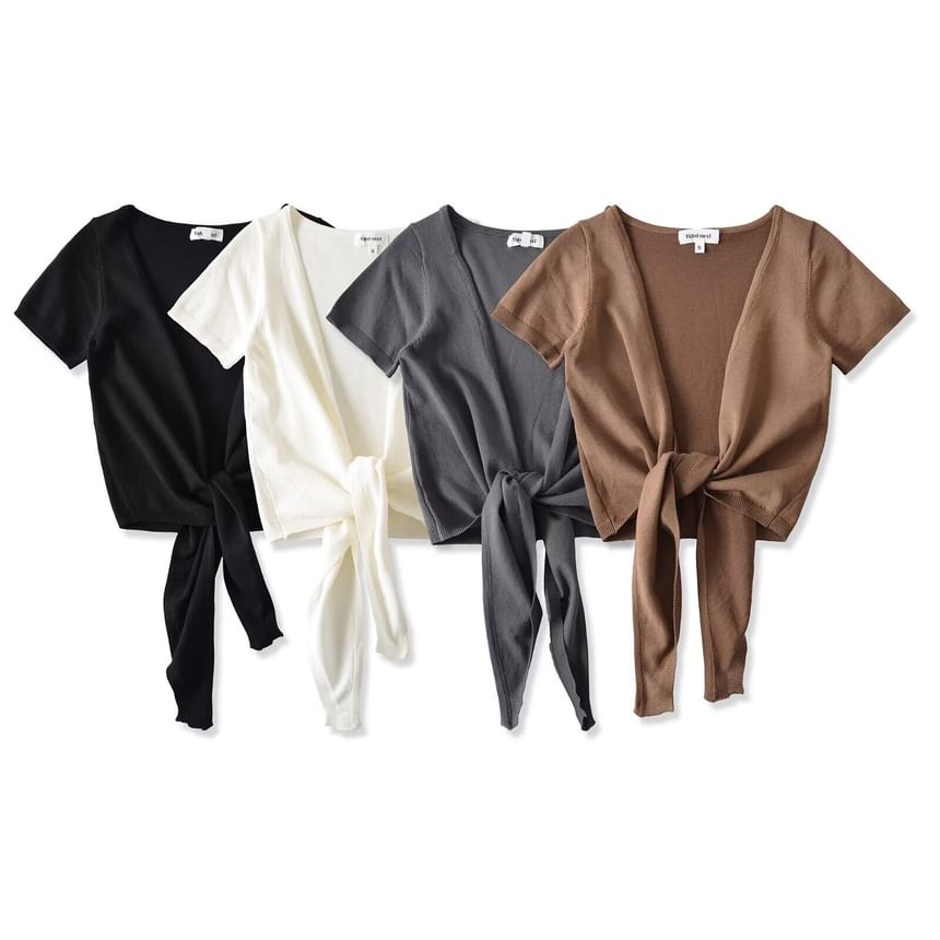 Knot Front Short Sleeve Blouse