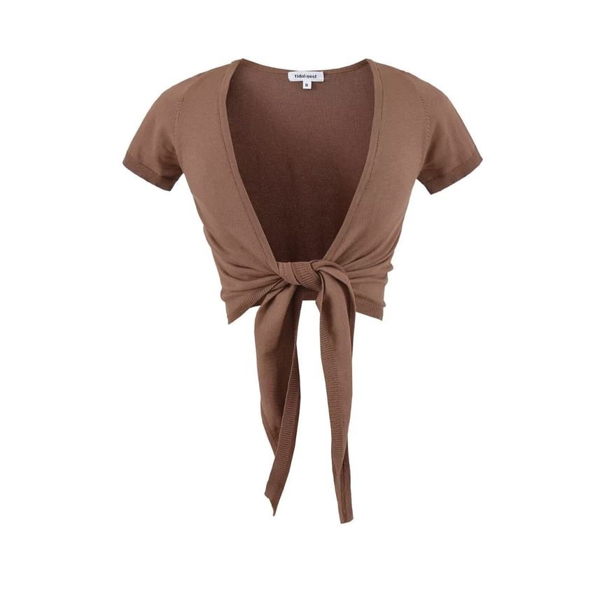 Knot Front Short Sleeve Blouse