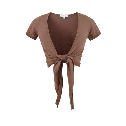 Knot Front Short Sleeve Blouse