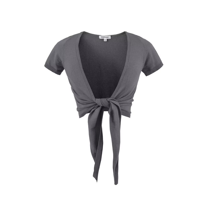 Knot Front Short Sleeve Blouse