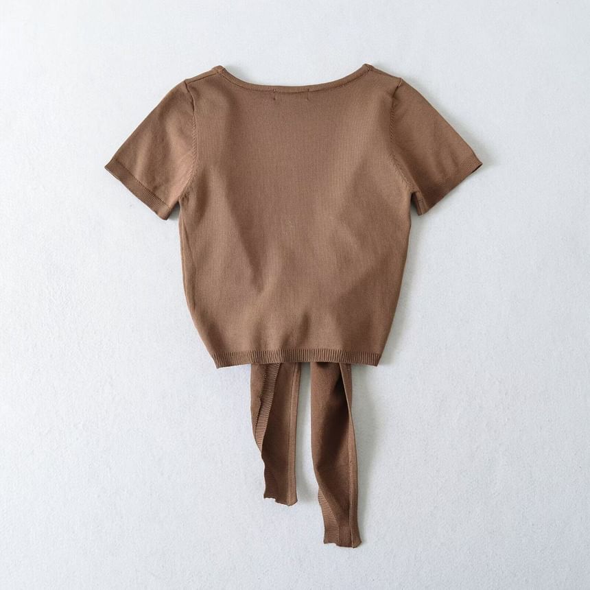 Knot Front Short Sleeve Blouse
