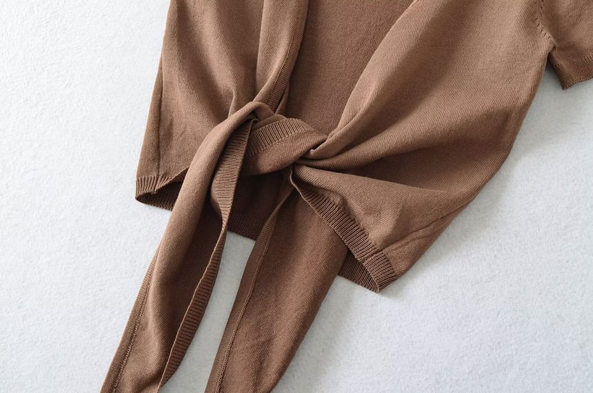 Knot Front Short Sleeve Blouse
