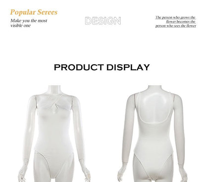 Sleeveless Lace Trim Asymmetrical Plain Bodysuit Top