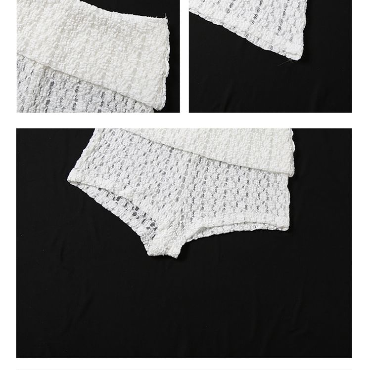 Set: Short-Sleeve Crewneck Lace Crop Top + Hot Pants