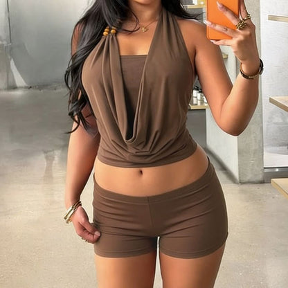 Crop Tank Top and Hot Pants Set