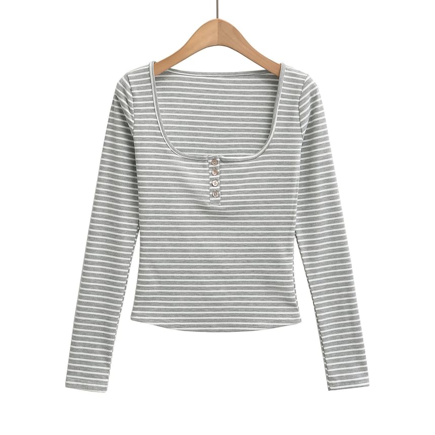 Striped Long Sleeve Crop Tee