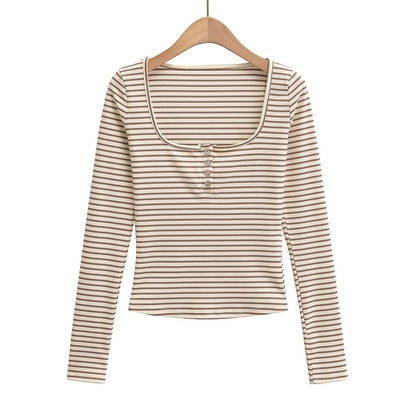 Striped Long Sleeve Crop Tee