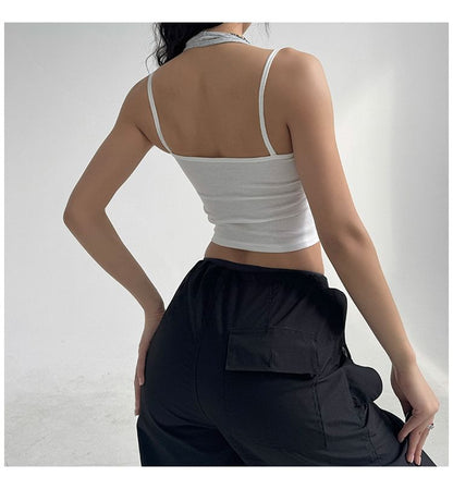 Two-Tone Halter Crop Top