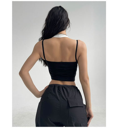 Two-Tone Halter Crop Top