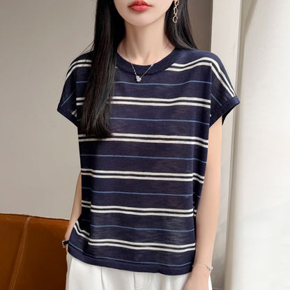 Striped Crew Neck Knit Top