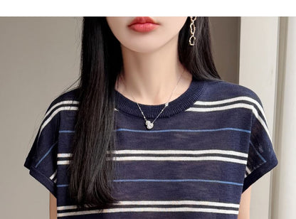 Striped Crew Neck Knit Top