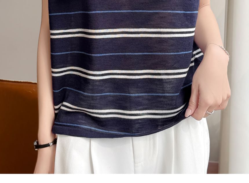 Striped Crew Neck Knit Top