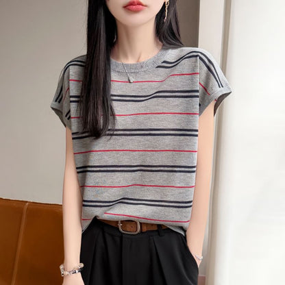 Striped Crew Neck Knit Top