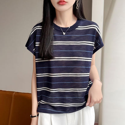 Striped Crew Neck Knit Top