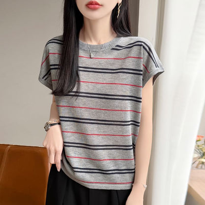 Striped Crew Neck Knit Top