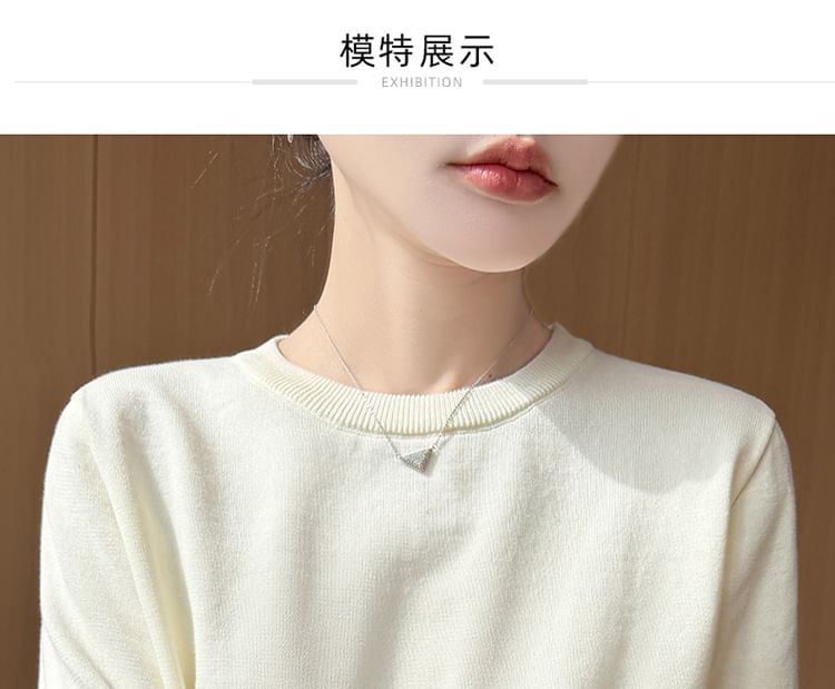 Elbow Sleeve Crew Neck Knit Top