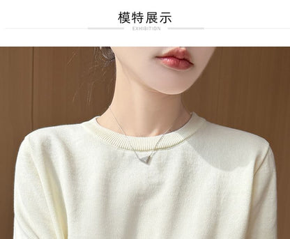 Elbow Sleeve Crew Neck Knit Top