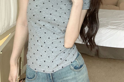 Polka Dot Crew Neck T-Shirt