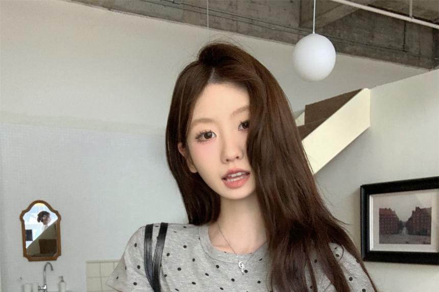 Polka Dot Crew Neck T-Shirt