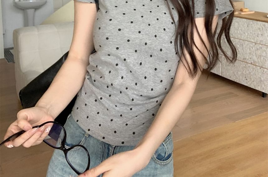 Polka Dot Crew Neck T-Shirt