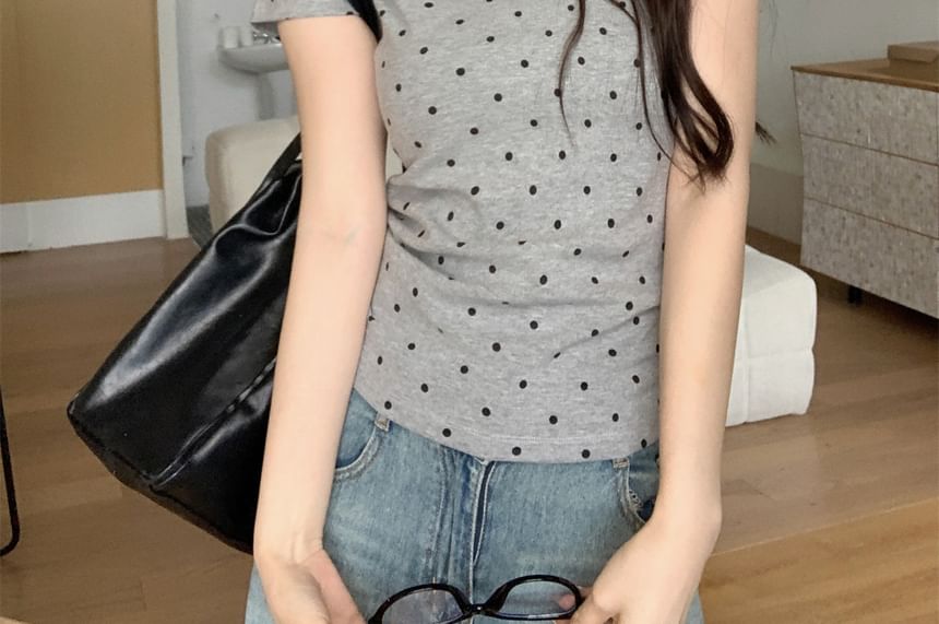 Polka Dot Crew Neck T-Shirt