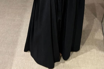 Low Waist Ruffled-Trim Plain Maxi A-Line Skirt