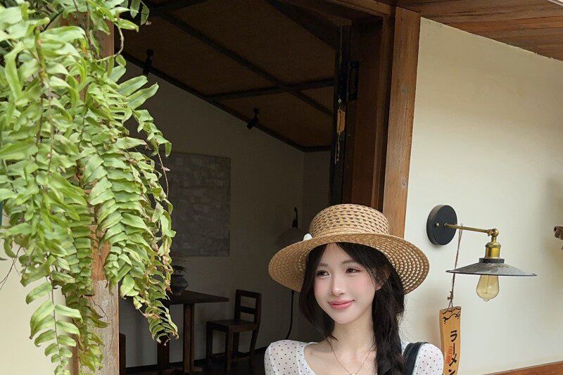 Polka Dot Long Sleeve Tie Front Tee