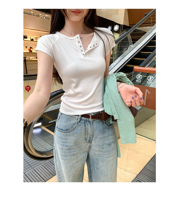 Henley Crew Neck Tee