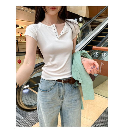 Henley Crew Neck Tee