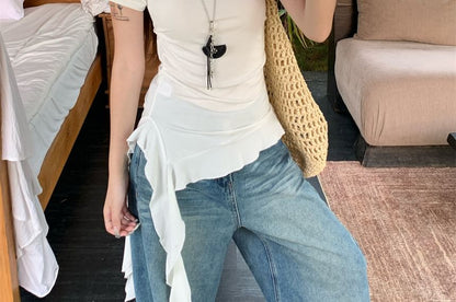 Asymmetrical Ruffle Tee