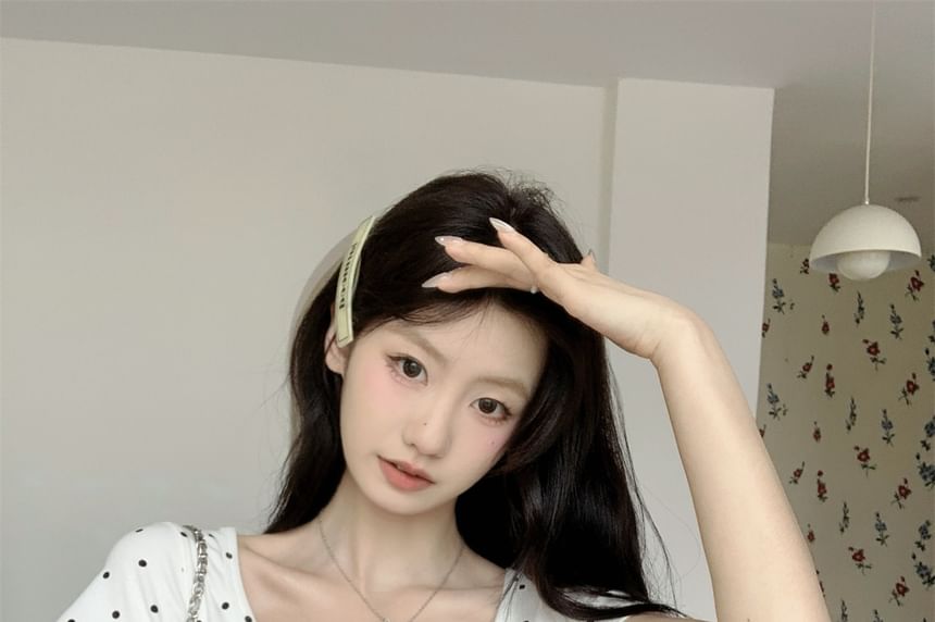 Polka Dot Scoop Neck Cropped Tee