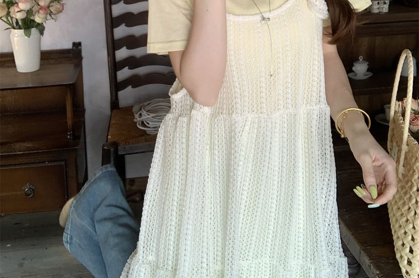Crew Neck T-Shirt and Scoop Neck Midi Dress