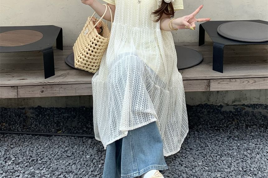 Crew Neck T-Shirt and Scoop Neck Midi Dress