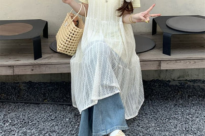 Crew Neck T-Shirt and Scoop Neck Midi Dress