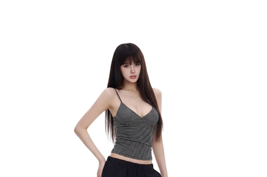 Striped V-Neck Crop Camisole